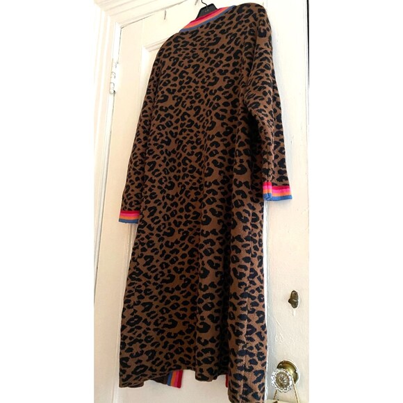 Marine Layer Martha Long Knit Leopard Sweater Coat Cardigan Duster Cotton Wool M - Picture 7 of 10